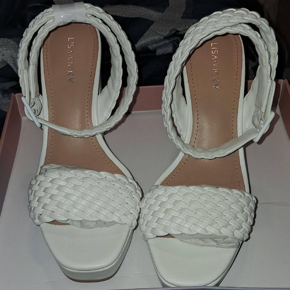 Lisa Vicky JEWEL-V White Weave PU Heels